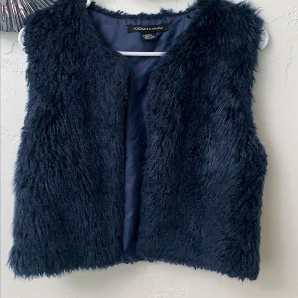 Dark navy fur vest